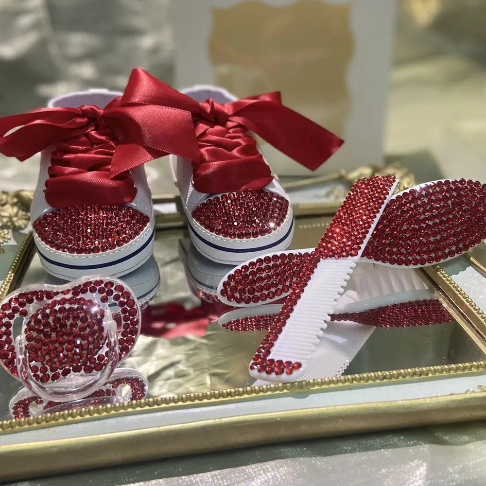 Luxury Baby Bottles and Shoes Headband Set Keepsake