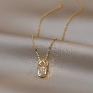Luxury Gold Shoes Stud Earrings Pendant Necklace For Woman Jewelry