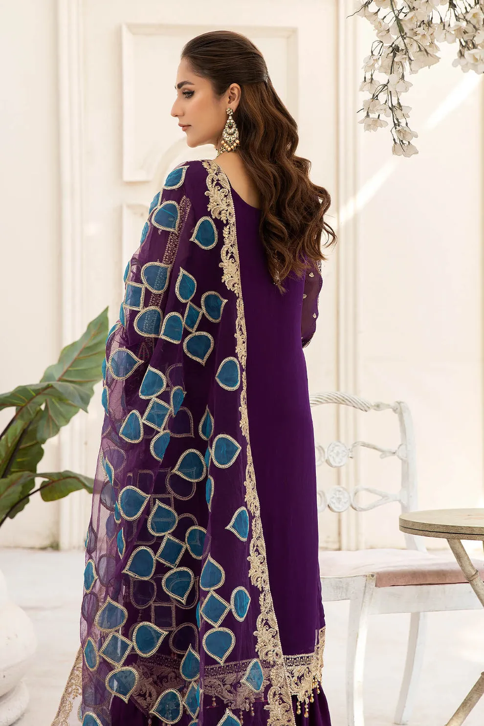 Luxury Purple Embroidered Pakistani Salwar Kameez Dupatta Salwar Suit