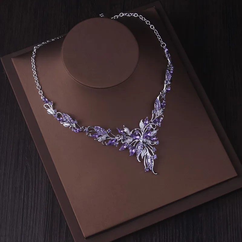 Luxury Rhinestone Necklace and Earrings Set