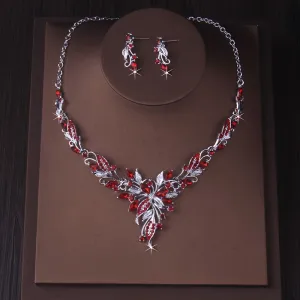 Luxury Rhinestone Necklace and Earrings Set