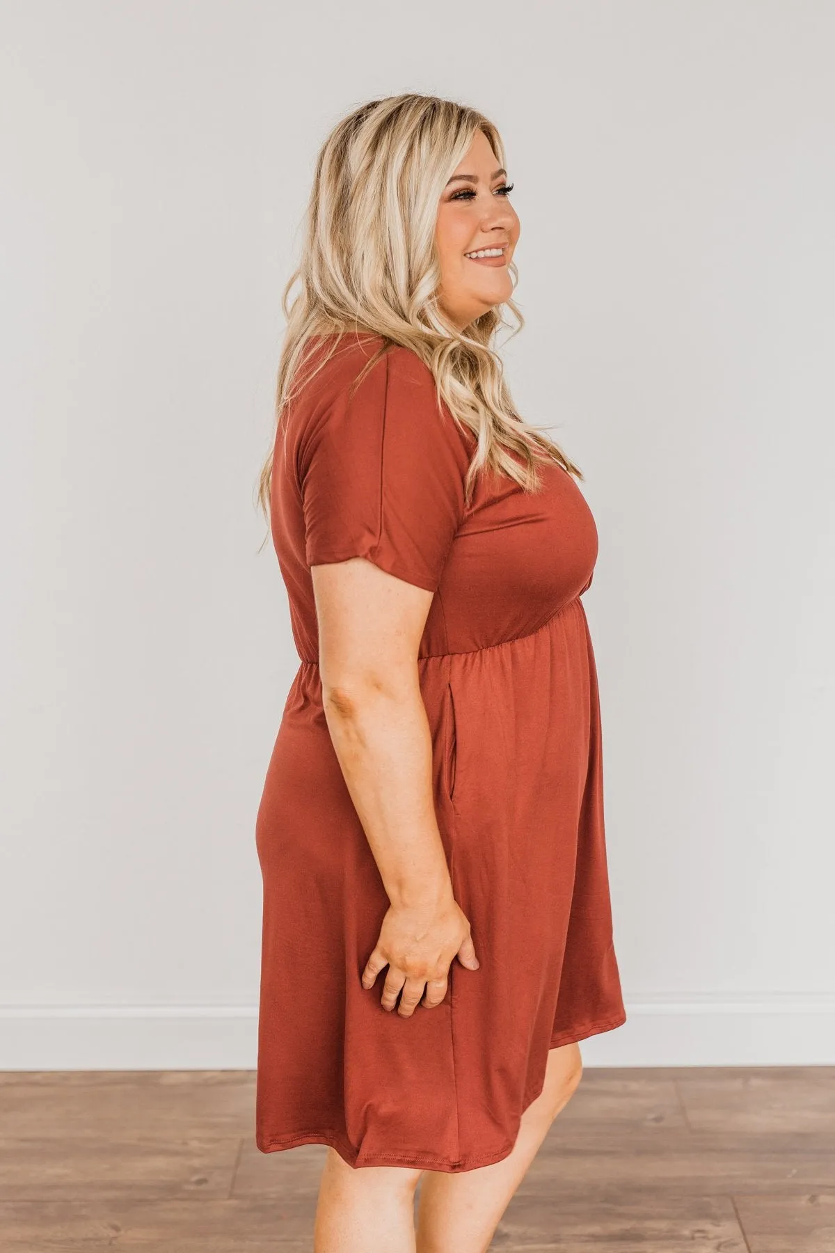 Made Of Magic V-Neck Dress- Deep Rust