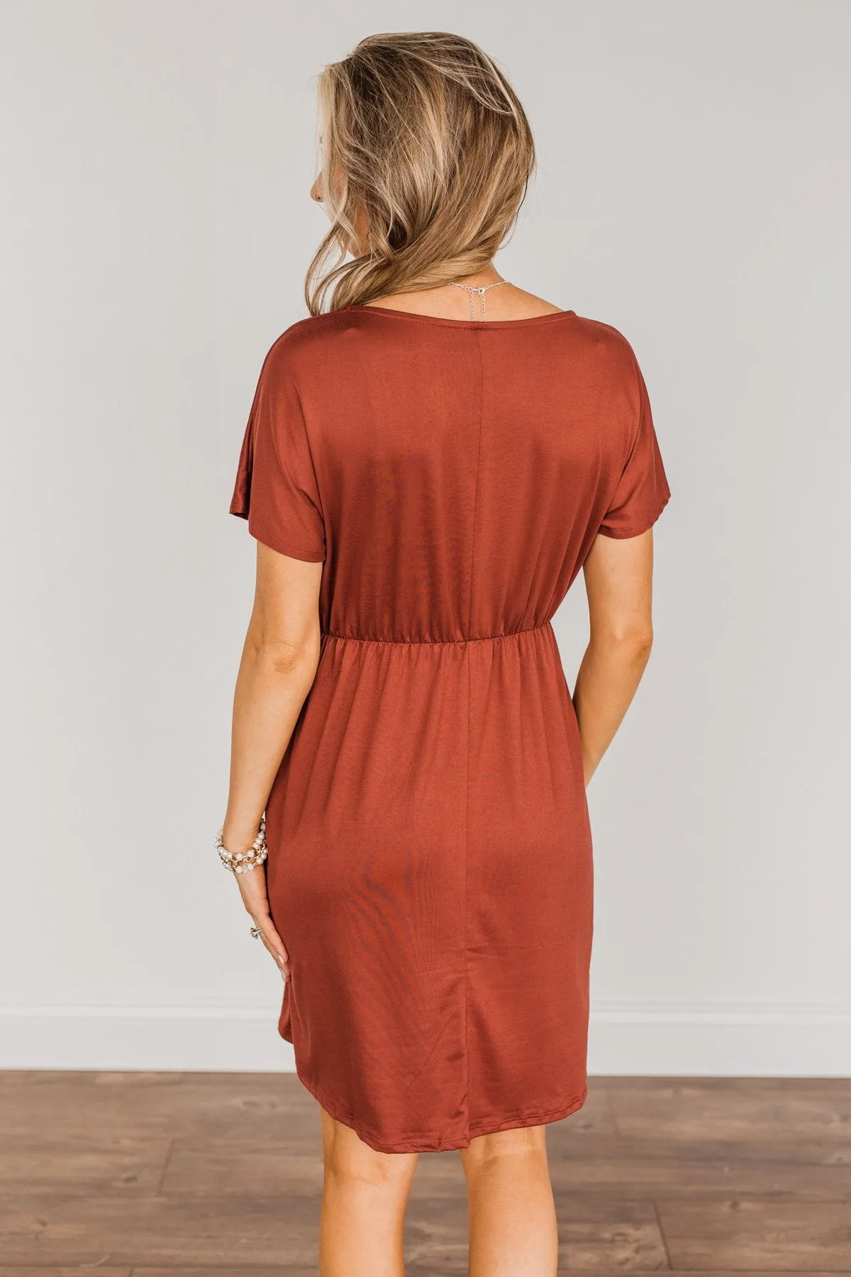 Made Of Magic V-Neck Dress- Deep Rust
