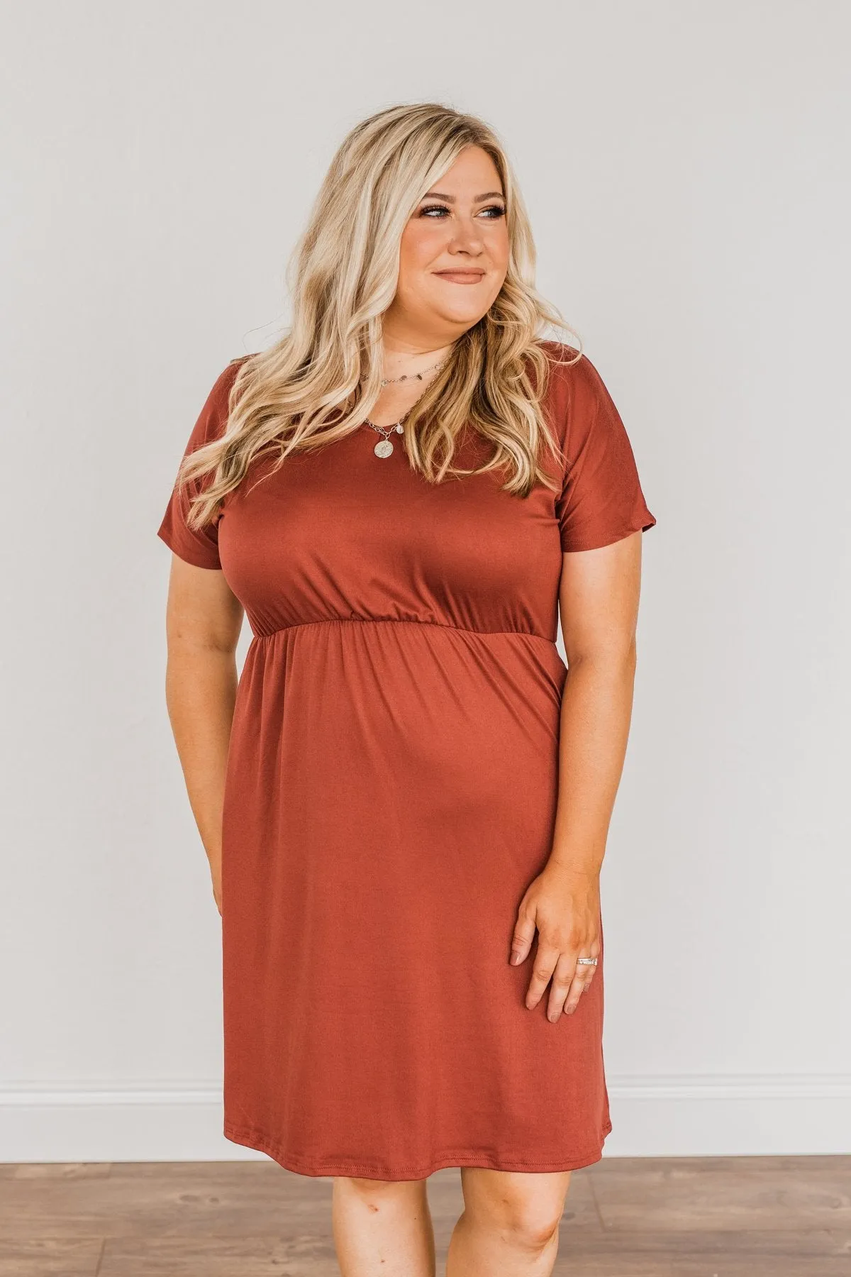 Made Of Magic V-Neck Dress- Deep Rust