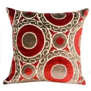 Madeline Red and Brown Handmade Luxury Pillow