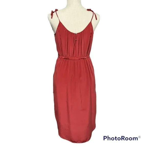 Madewell Soft Rust Silk Skyway Cami tulip hemline Dress