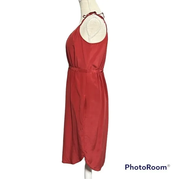 Madewell Soft Rust Silk Skyway Cami tulip hemline Dress