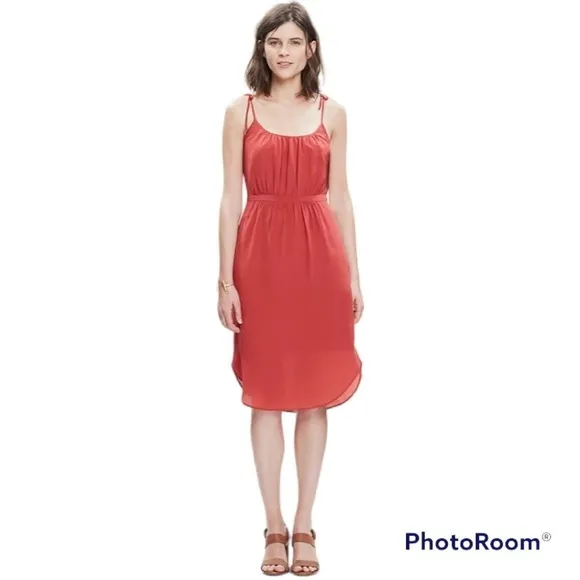 Madewell Soft Rust Silk Skyway Cami tulip hemline Dress
