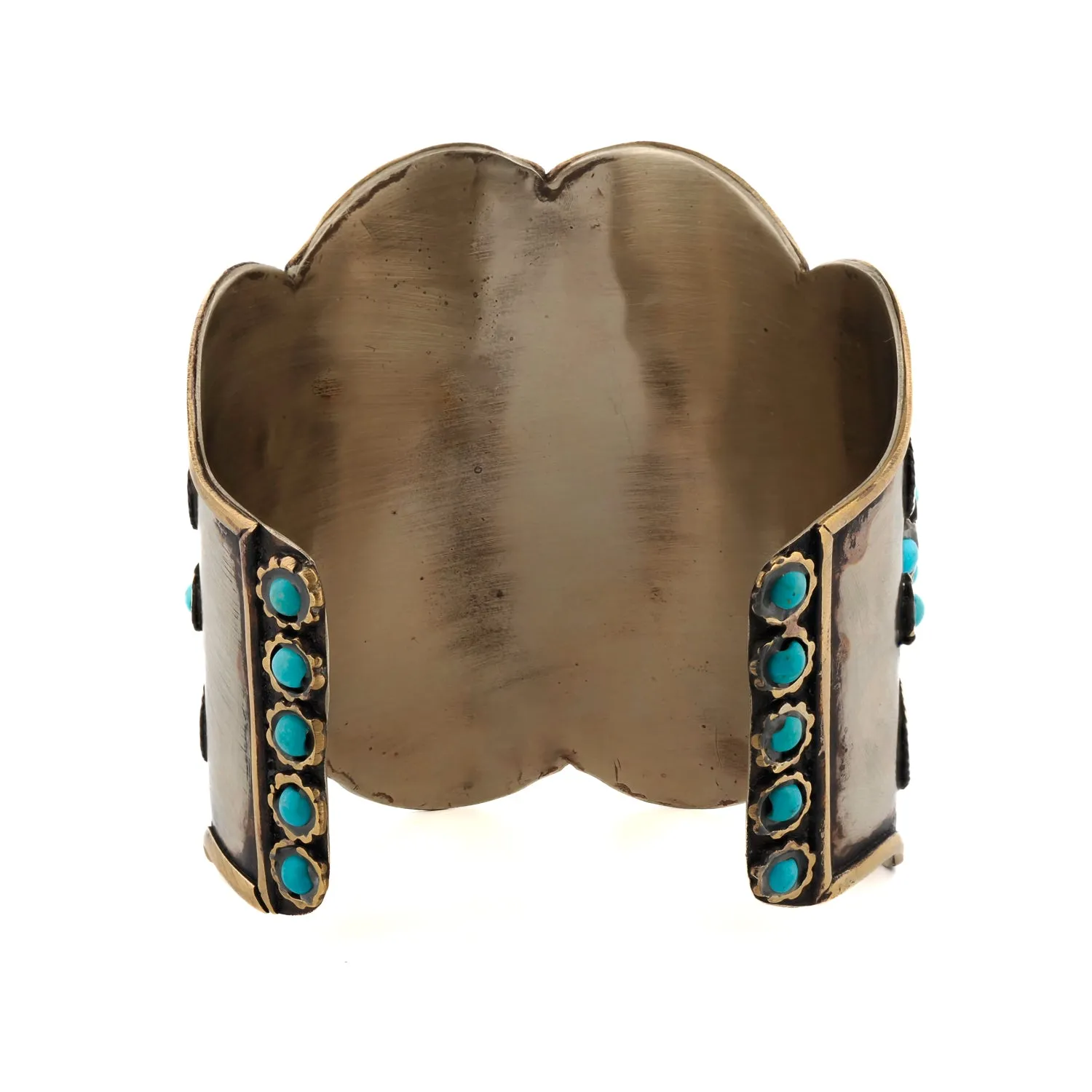 Majestic Turquoise Gemstone & Vintage Silver Chunky Adjustable Bracelet