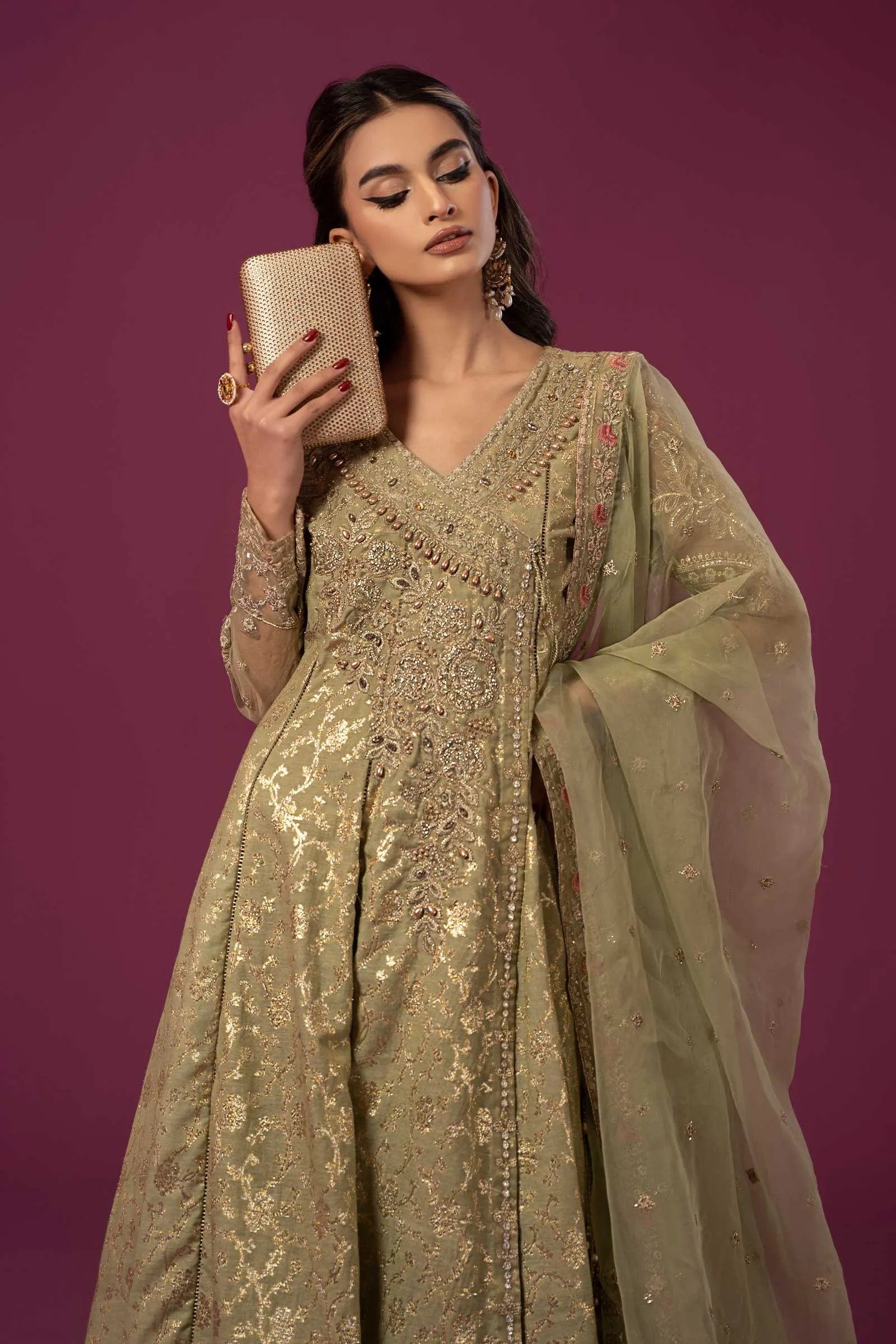 Maria B Luxury Formal Angrakha Trousers Pakistani Party Dress