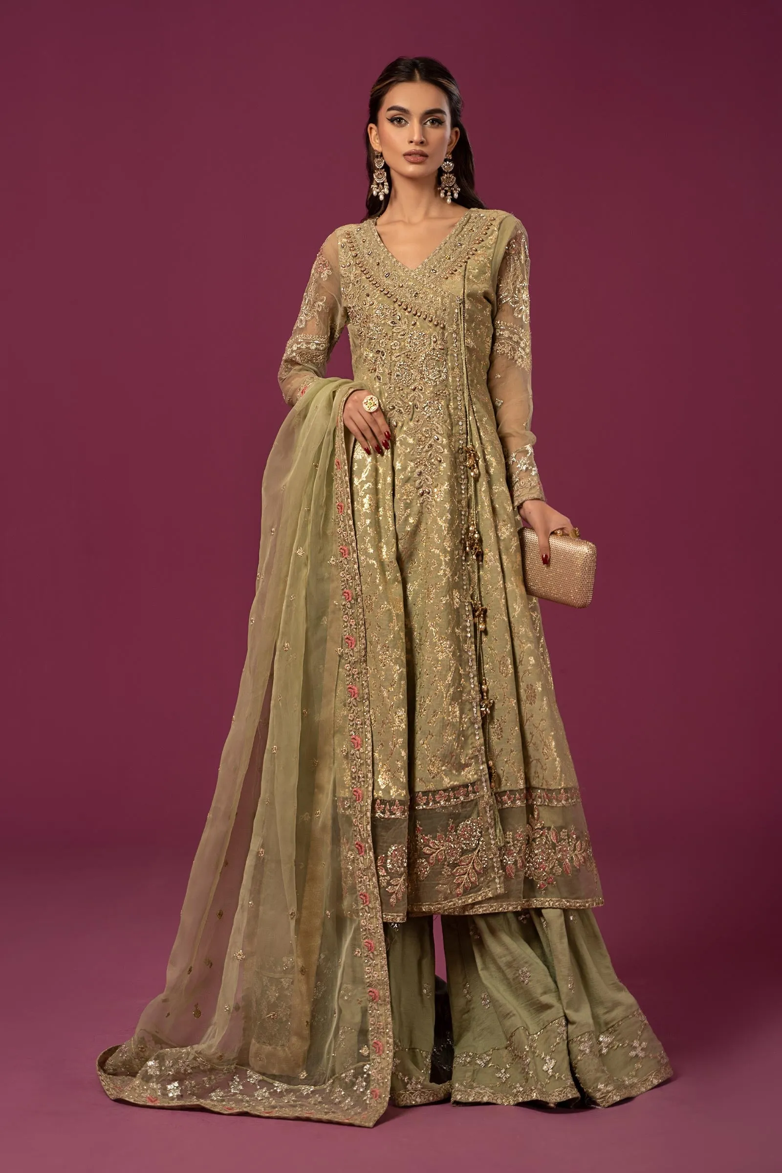 Maria B Luxury Formal Angrakha Trousers Pakistani Party Dress