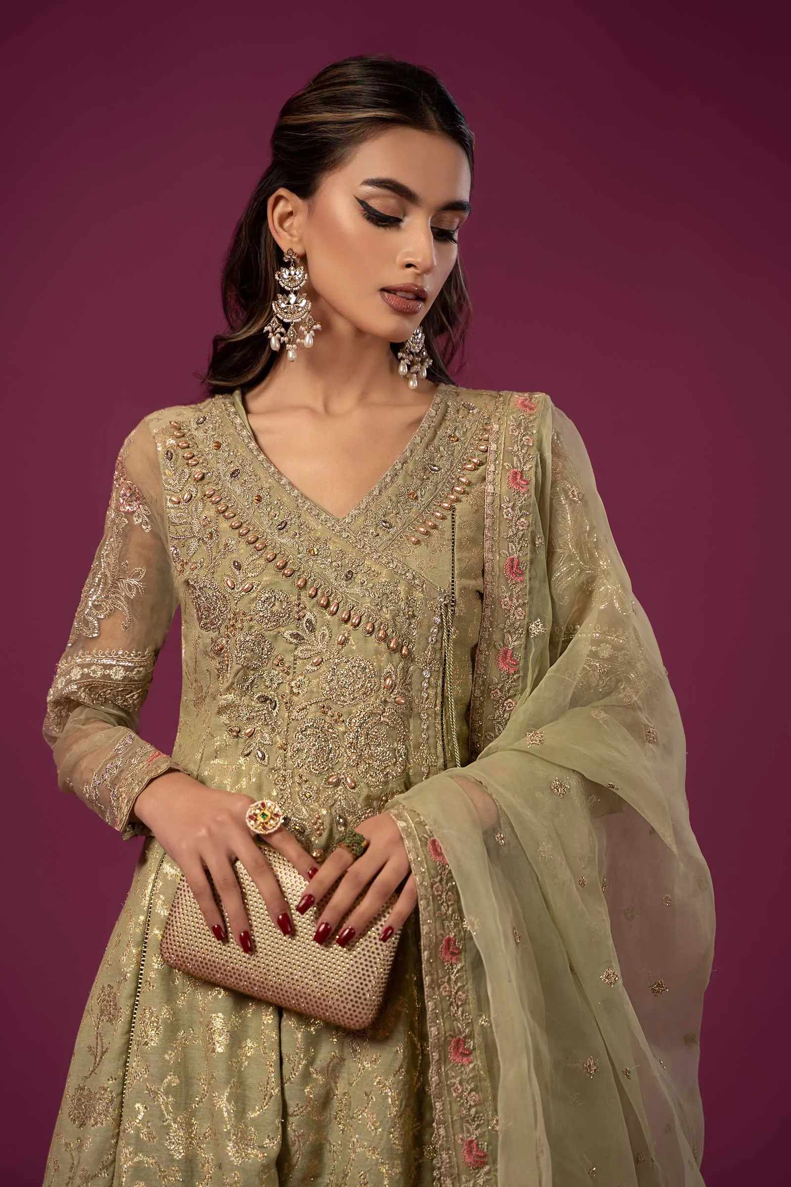 Maria B Luxury Formal Angrakha Trousers Pakistani Party Dress