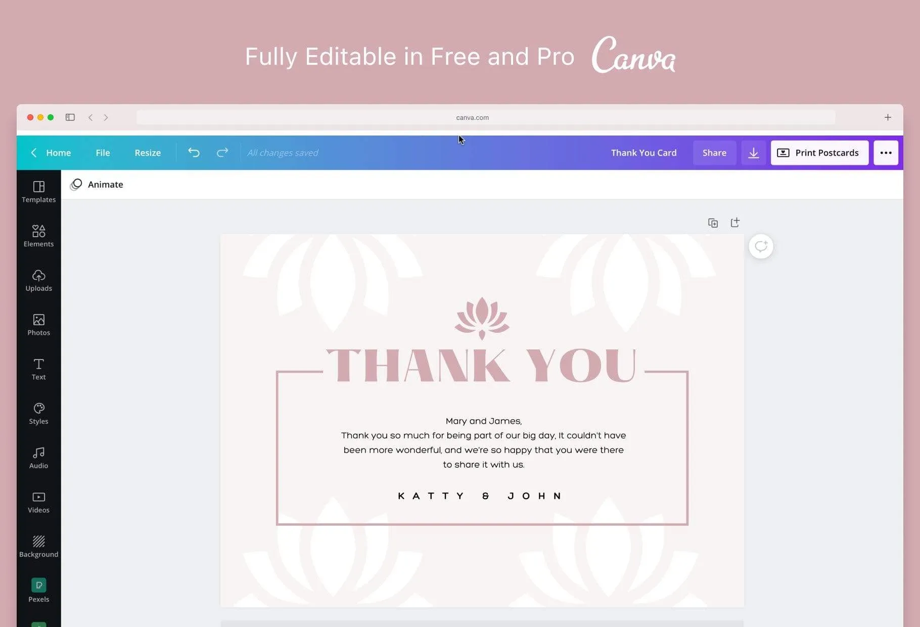Marie Printable Thank You Card Packaging Insert Note Canva Template
