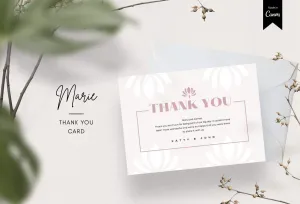 Marie Printable Thank You Card Packaging Insert Note Canva Template