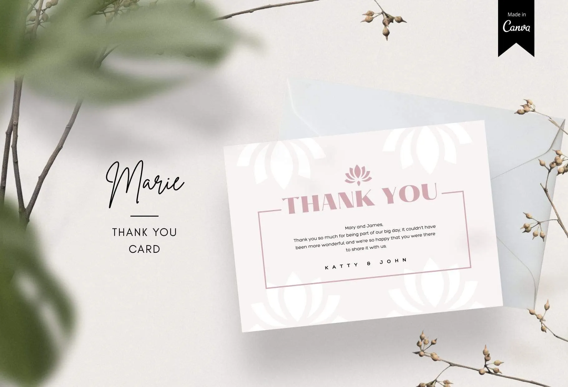 Marie Printable Thank You Card Packaging Insert Note Canva Template