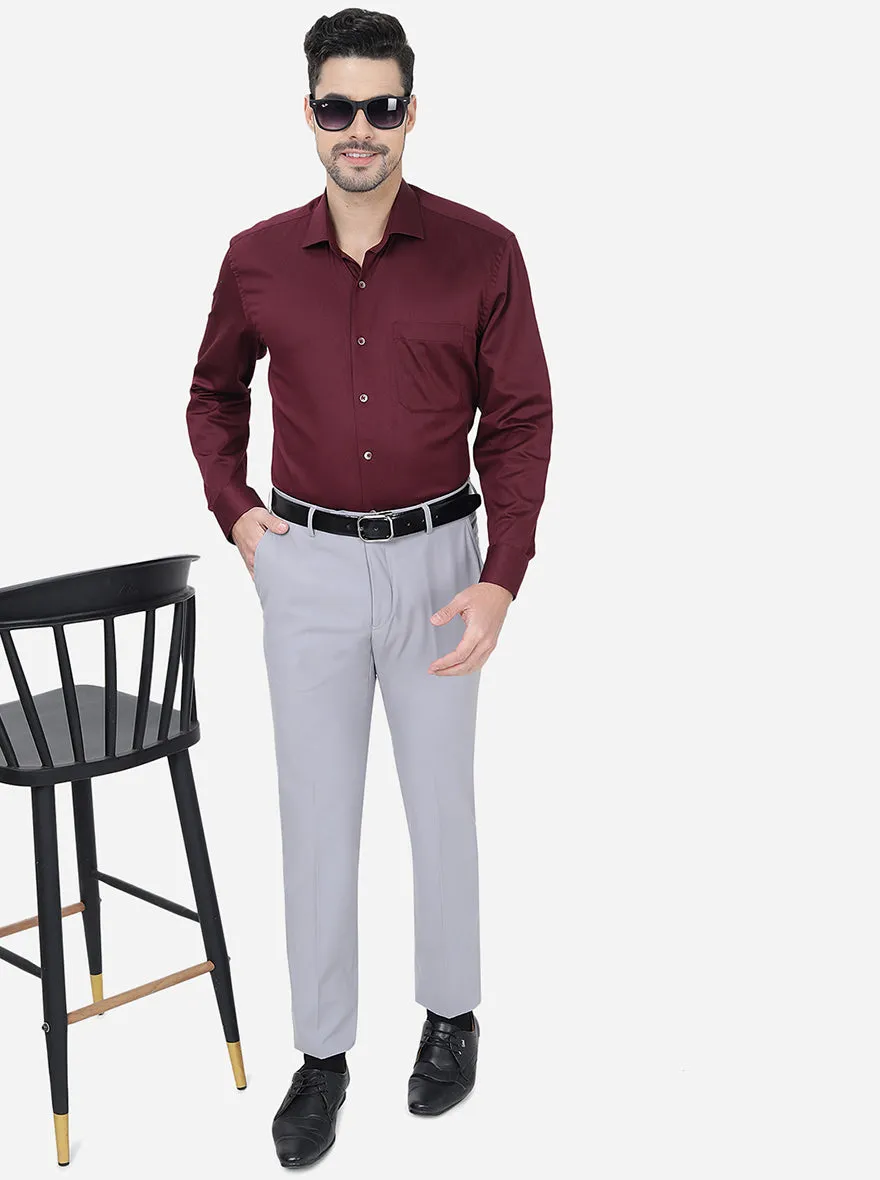Maroon Solid Regular Fit Formal Shirt | JadeBlue