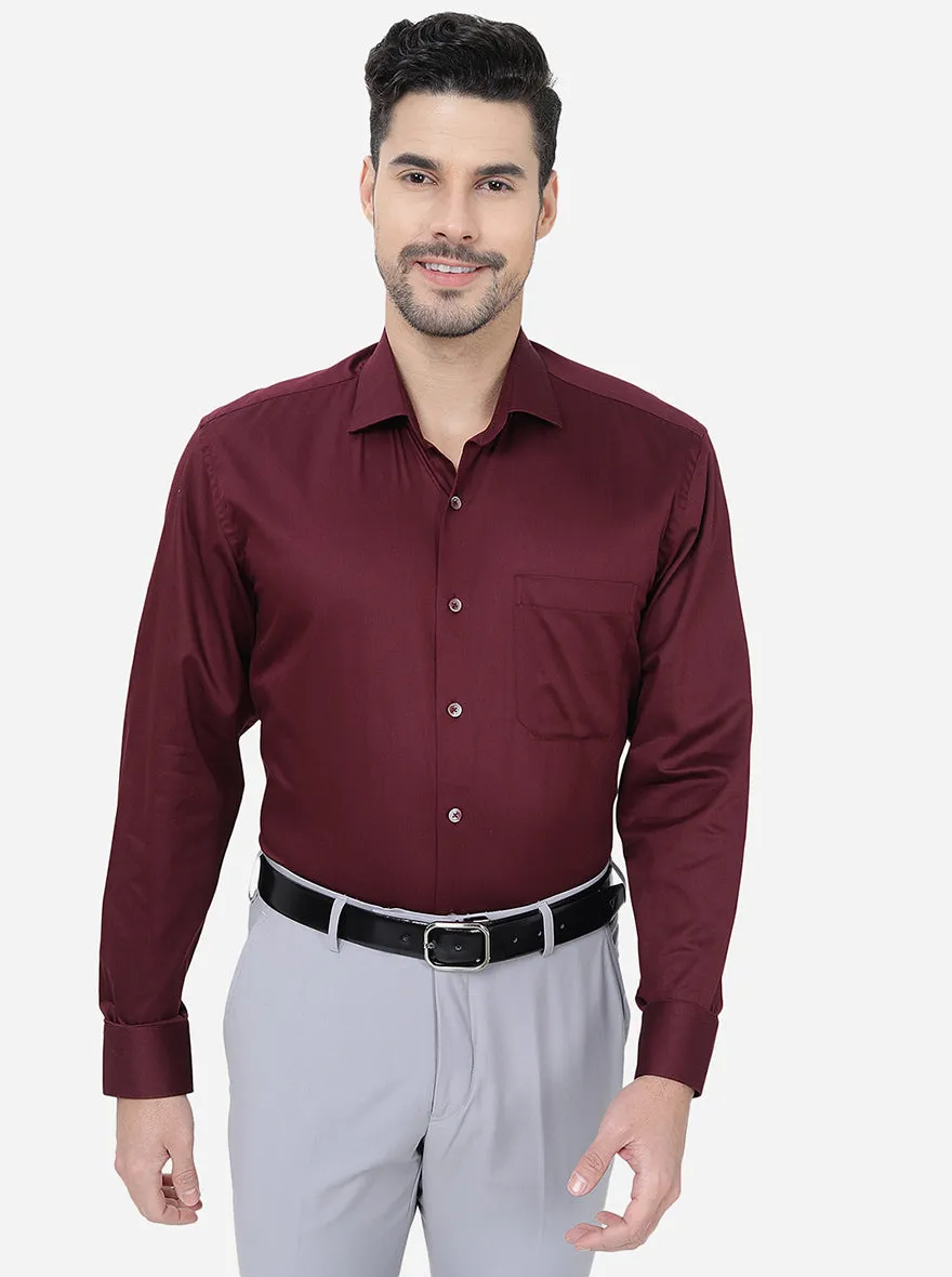 Maroon Solid Regular Fit Formal Shirt | JadeBlue