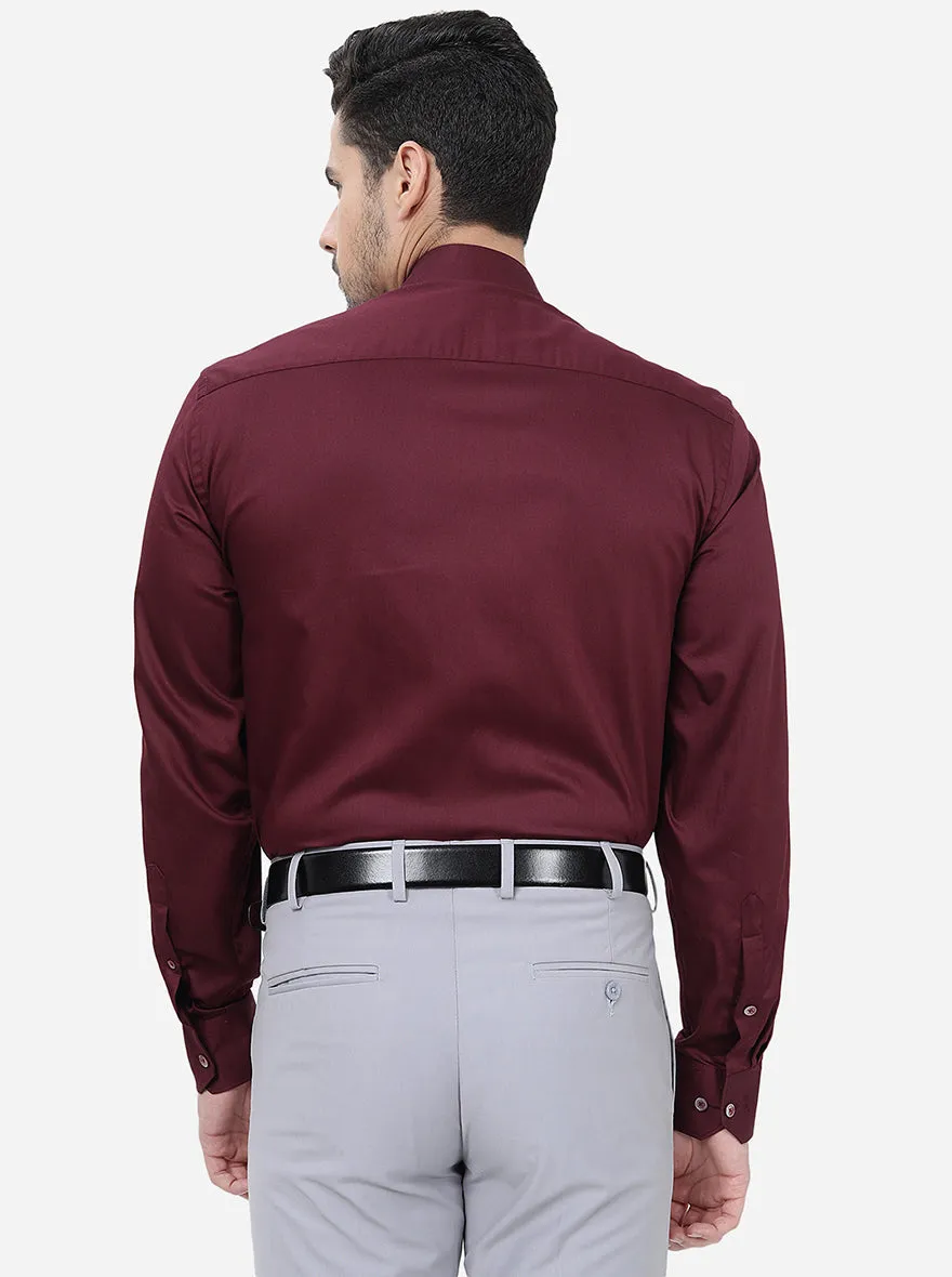 Maroon Solid Regular Fit Formal Shirt | JadeBlue