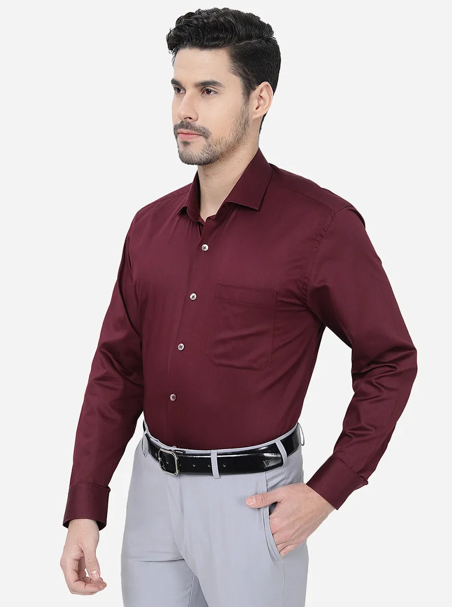 Maroon Solid Regular Fit Formal Shirt | JadeBlue