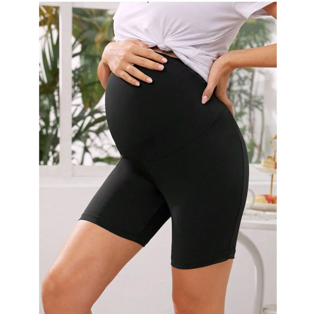 Maternity Solid Biker Shorts