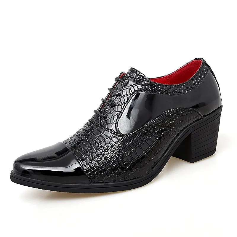 Men Thick High Heels Oxford Shoes
