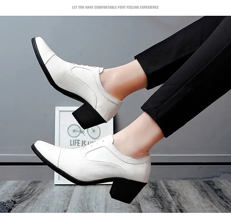 Men Thick High Heels Oxford Shoes