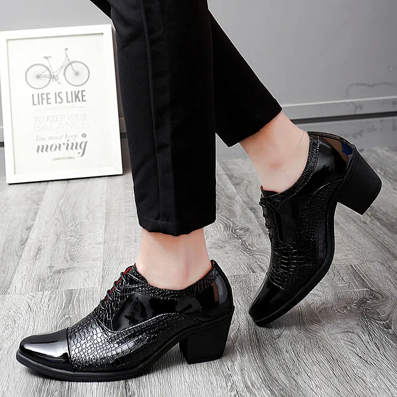 Men Thick High Heels Oxford Shoes