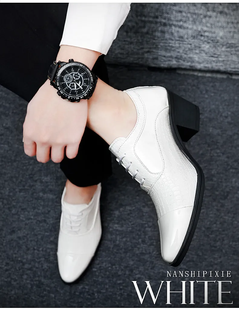 Men Thick High Heels Oxford Shoes