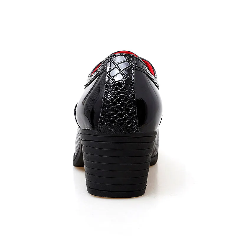 Men Thick High Heels Oxford Shoes