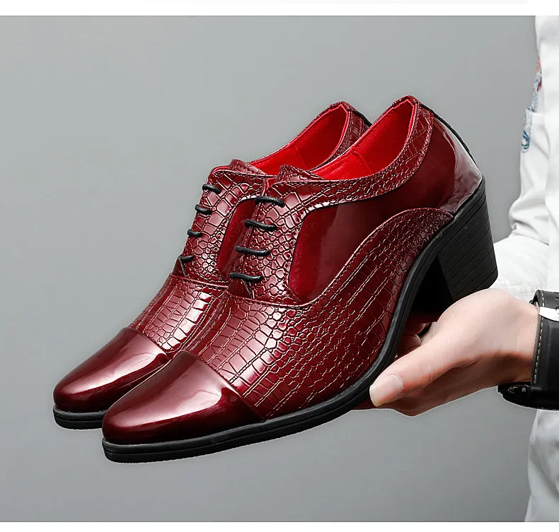 Men Thick High Heels Oxford Shoes