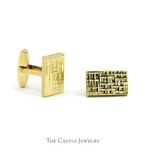 Men's 14k Yellow Gold Diamond Cut Designed Cuff Links