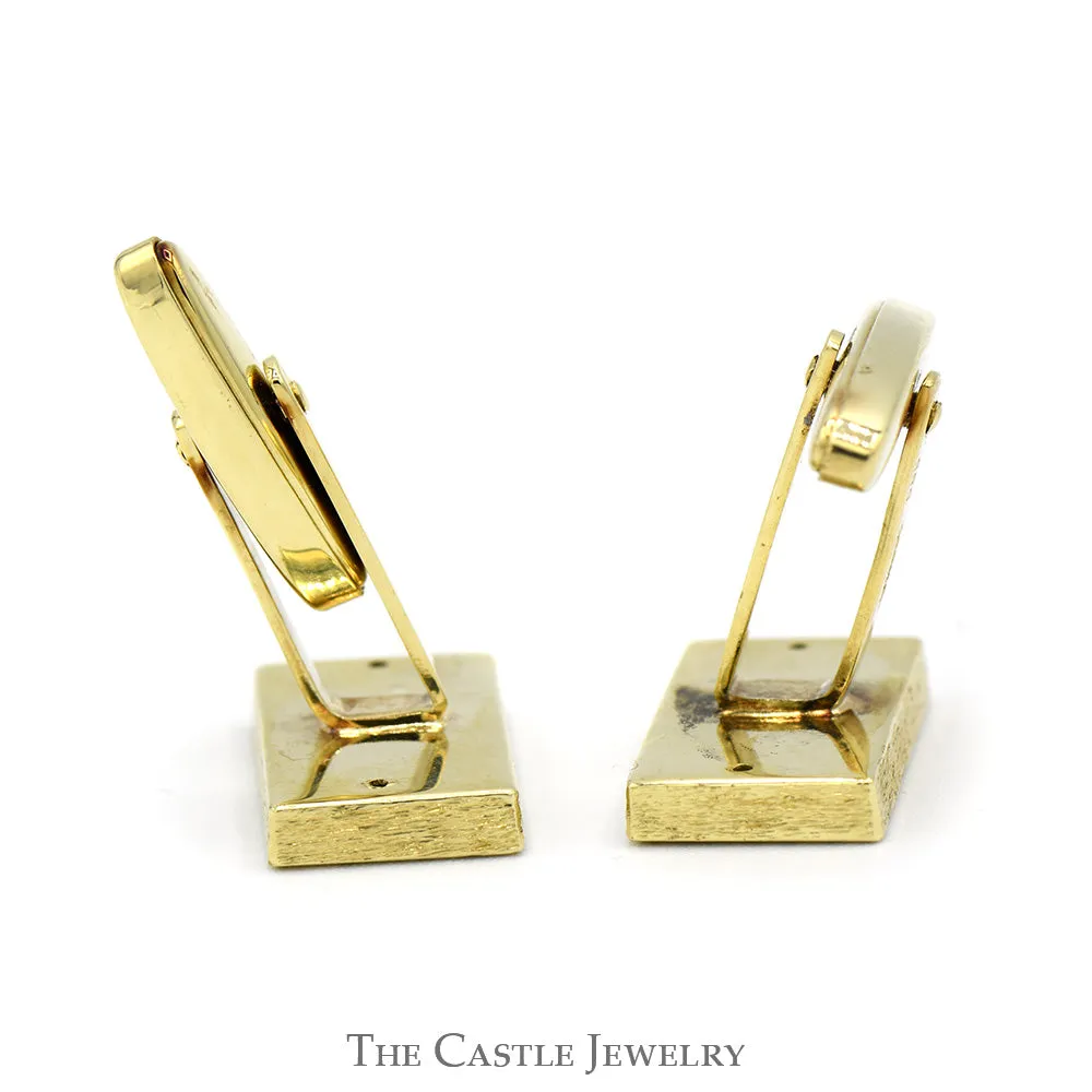 Men's 14k Yellow Gold Diamond Cut Designed Cuff Links