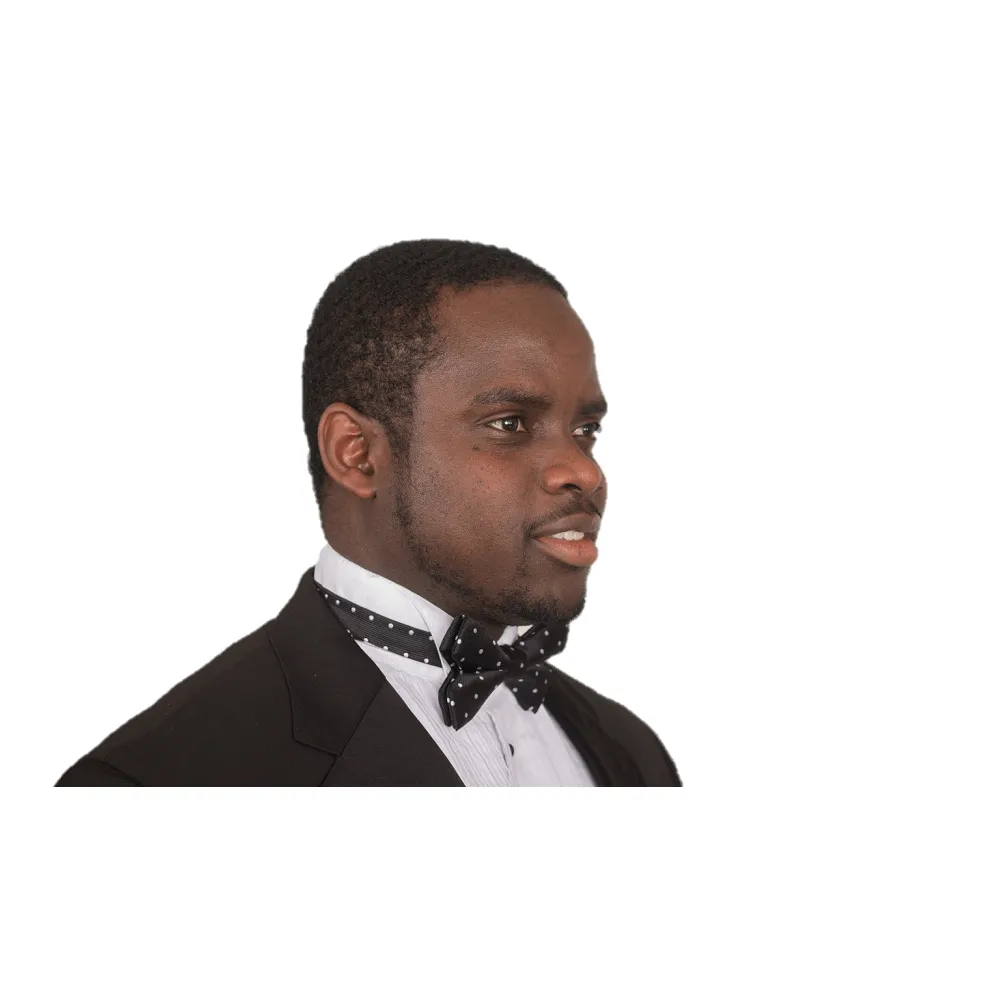 Men's Classic Black and White Polka Dots Bow Tie (Midnight)