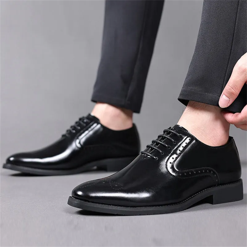 Men's Office Wear British Lace Up Glossy Dress Shoes