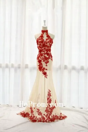 Mermaid Tulle Prom Dresses,Applique Prom Dress,Evening Dress
