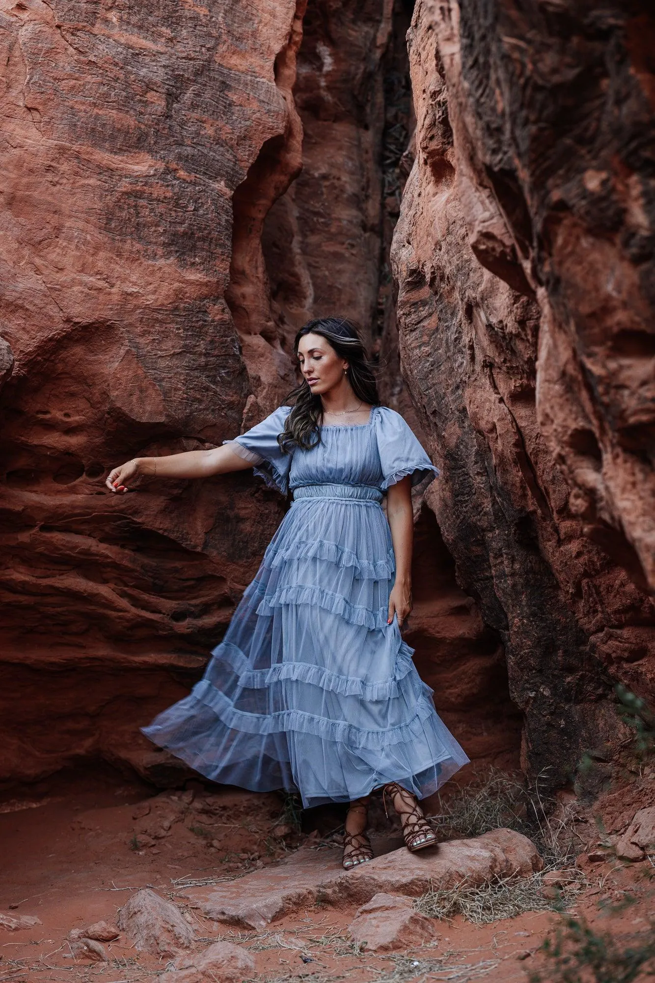 Mia Dress in Dusty Blue