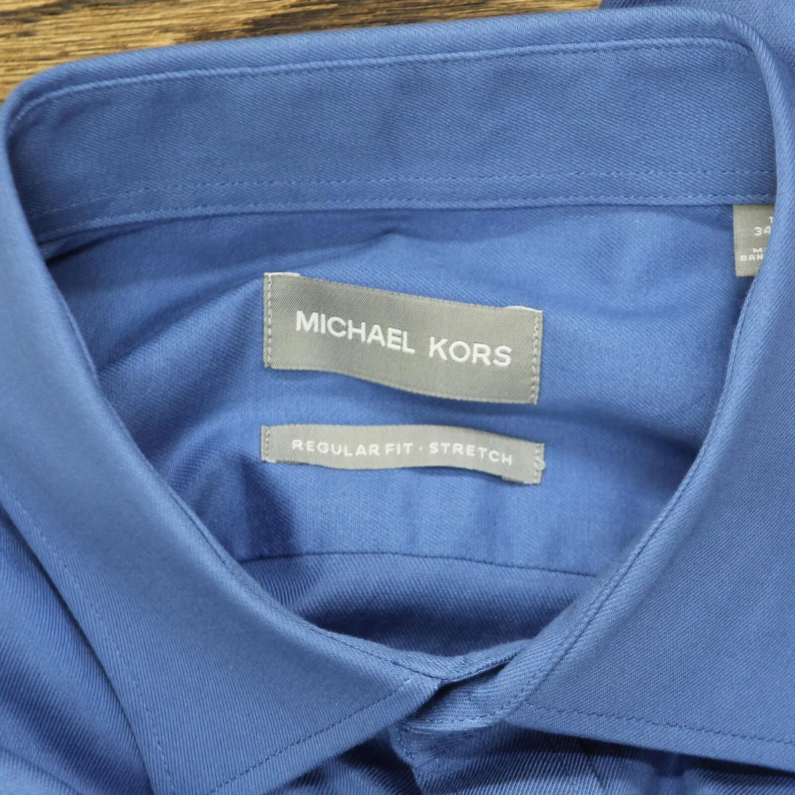 Michael Kors Long Sleeve Regular Fit Stretch Dress Shirt Slate Blue L 16 34/35