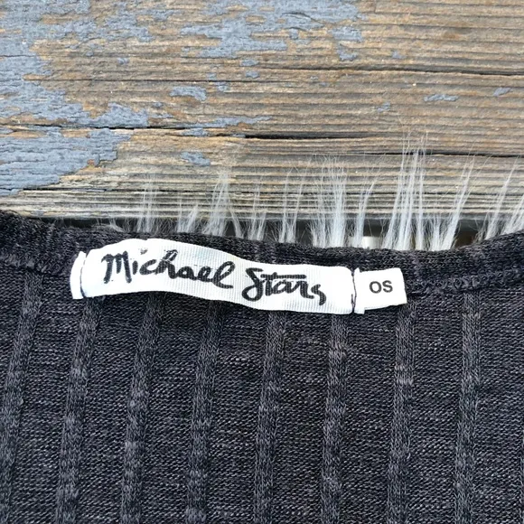 Michael Stars Gray Button Down Pocket Elbow Patch Duster Cardigan Knit Dress OS