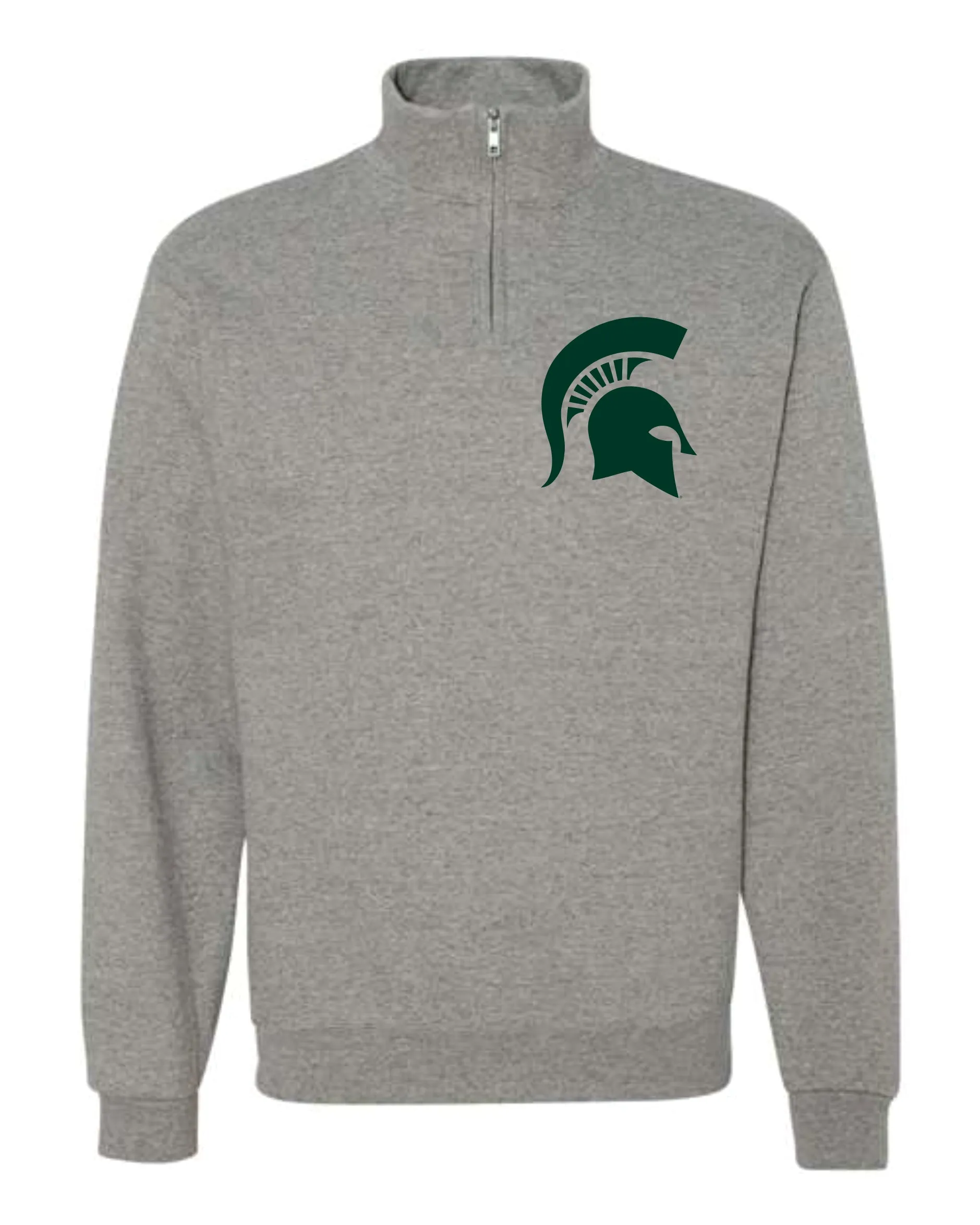 Michigan State University Spartans Quarter Zip Cadet Sweatshirt with Spartan Helmet Sparty Head Design