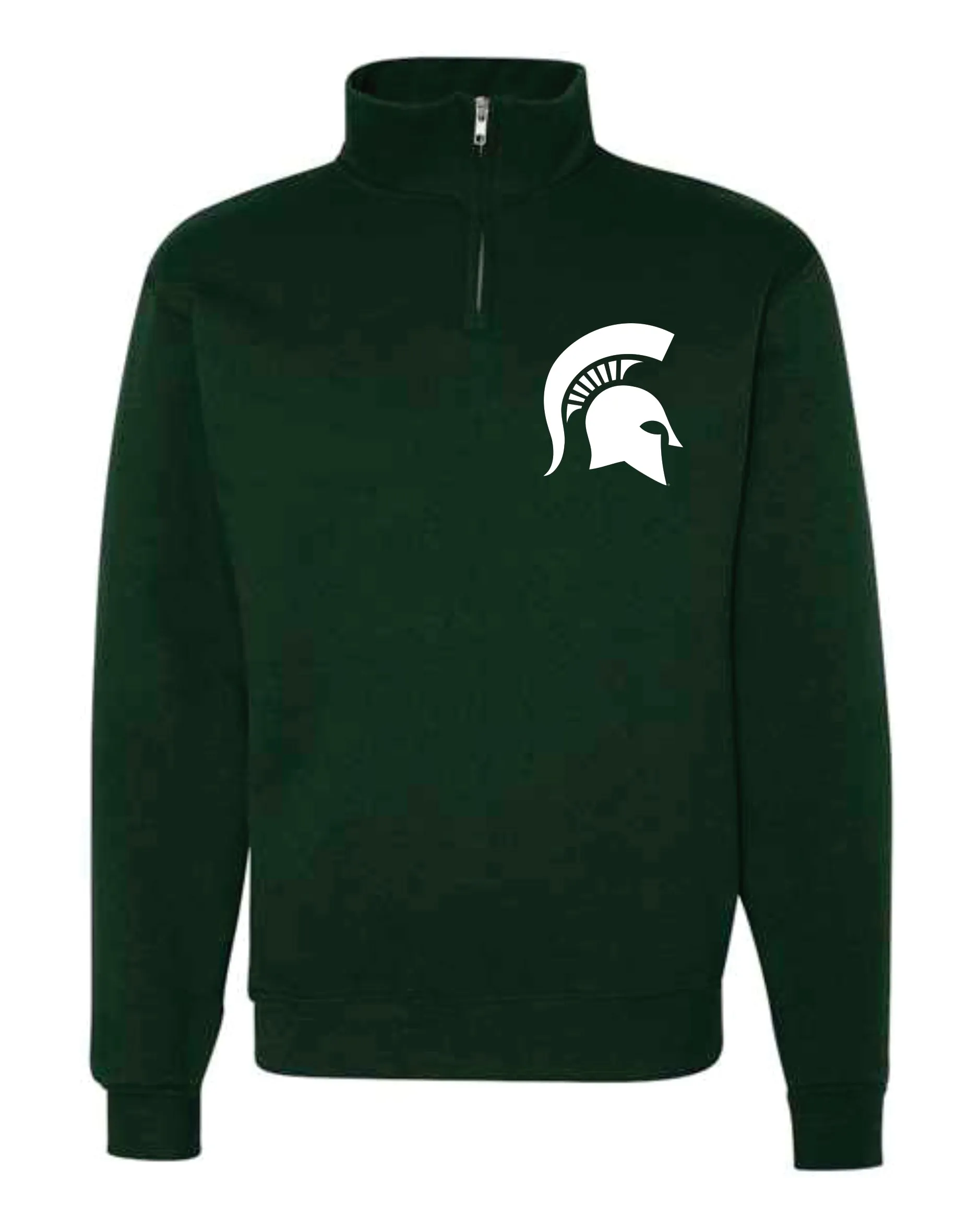 Michigan State University Spartans Quarter Zip Cadet Sweatshirt with Spartan Helmet Sparty Head Design