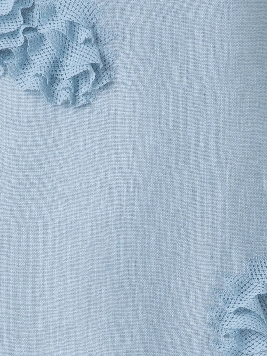 Midi Linen Dress with 3D Carnation Detail
