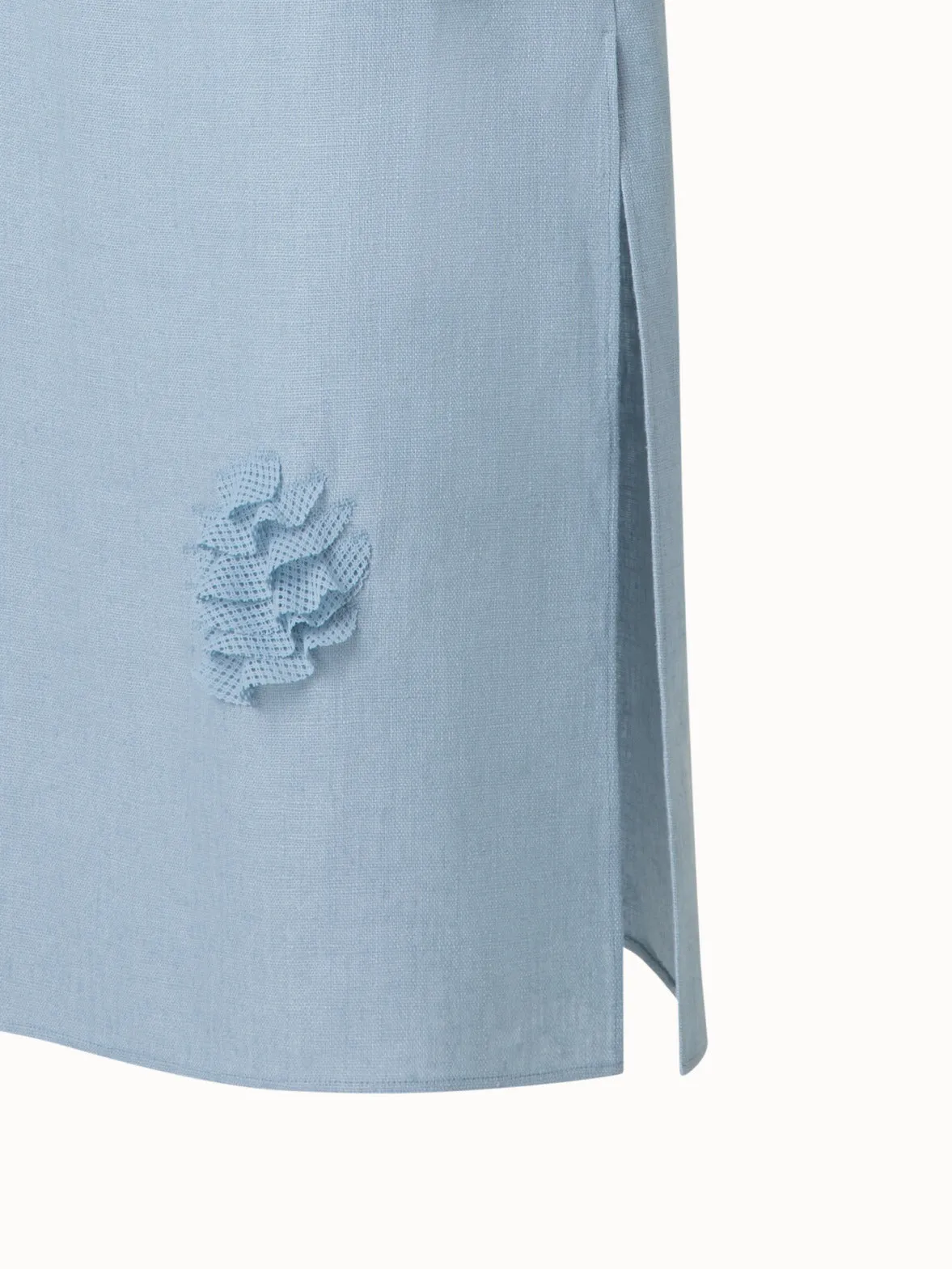 Midi Linen Dress with 3D Carnation Detail