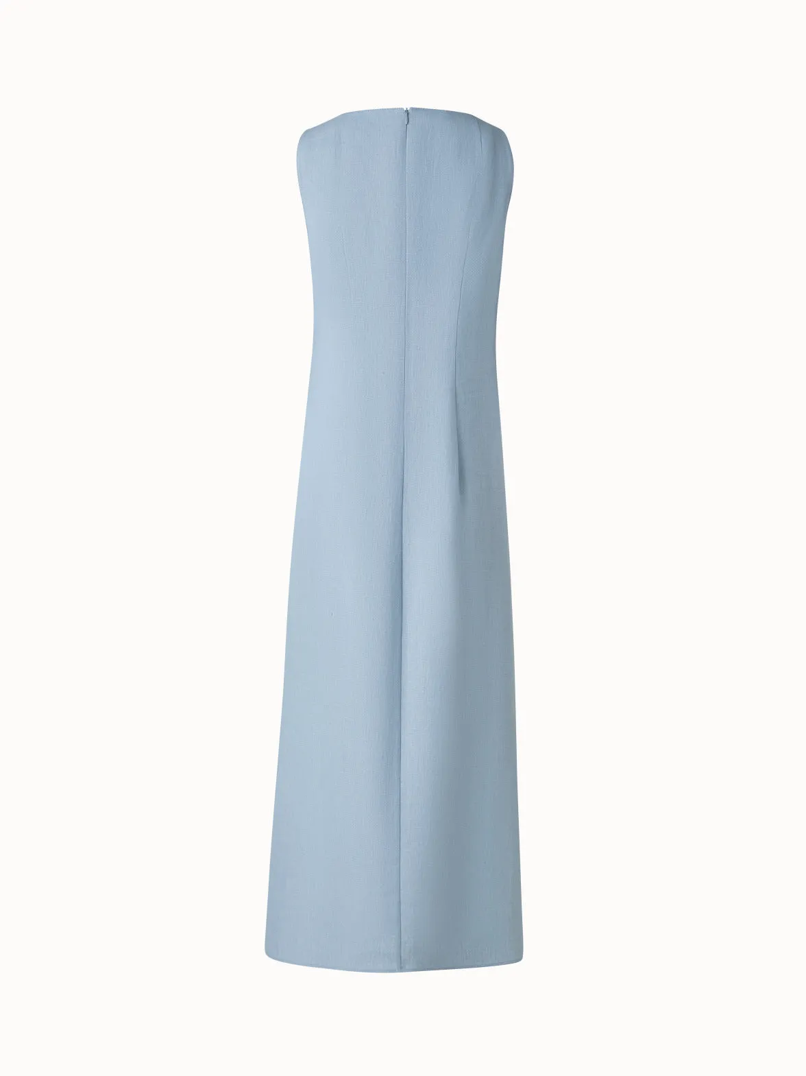 Midi Linen Dress with 3D Carnation Detail
