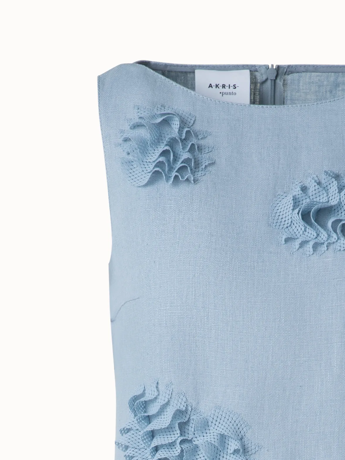 Midi Linen Dress with 3D Carnation Detail
