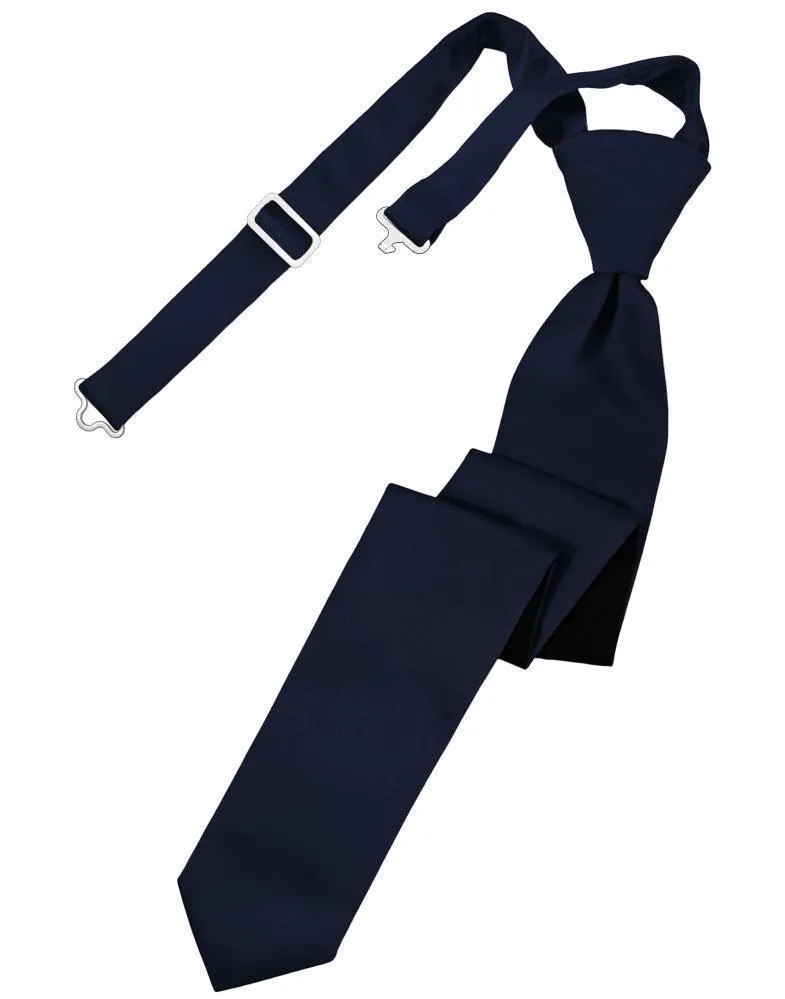 Midnight Blue Luxury Satin Skinny Necktie