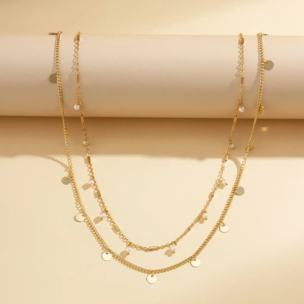 Minimalist 2Pcs Pearl Sequin Belly Chain Set