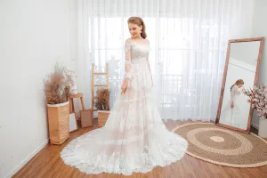 Minimalist A-Line Tulle Lace Handmade Wedding Dress