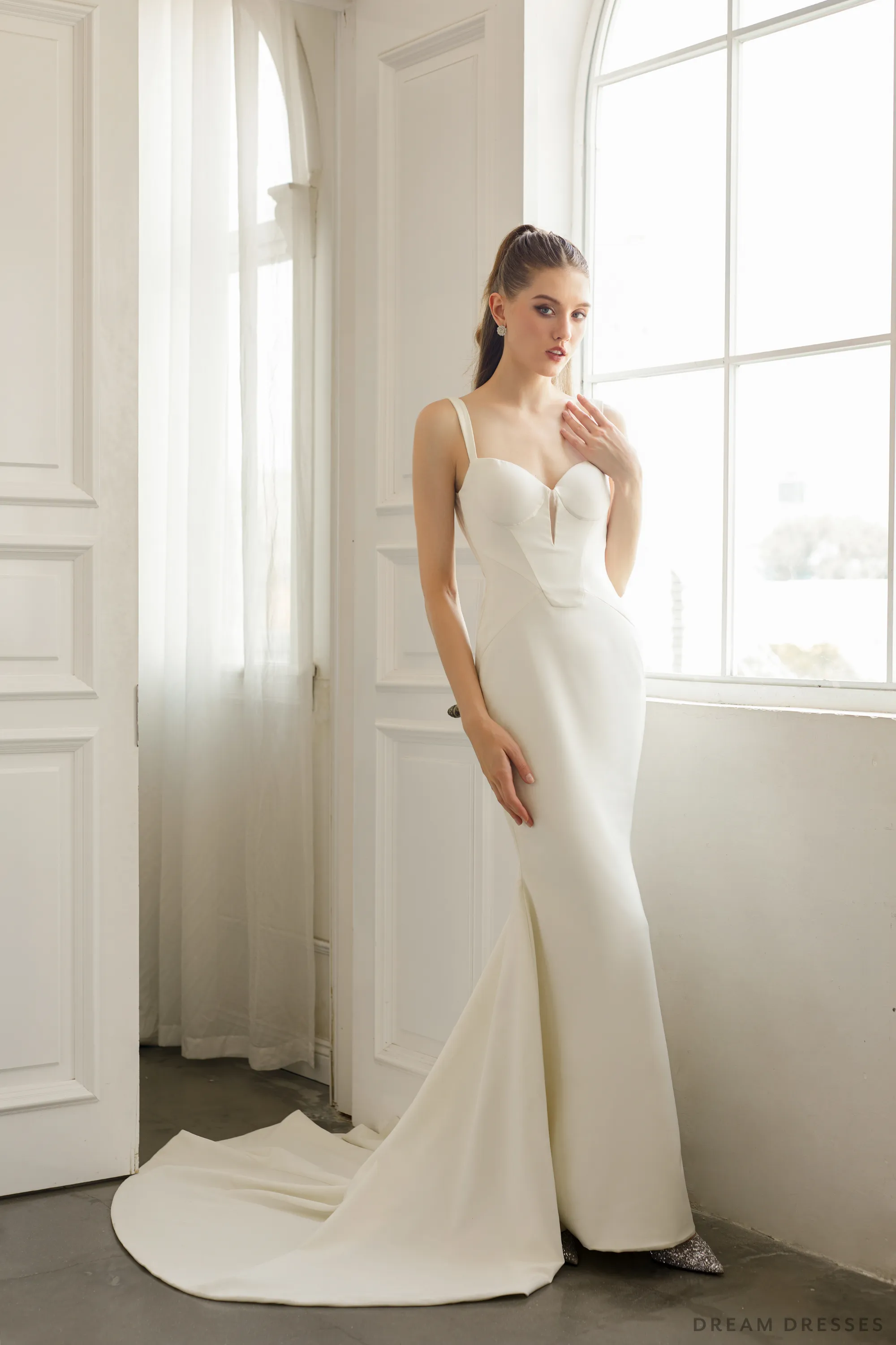 Minimalist Crepe Wedding Dress with Low Back (#DYONE)
