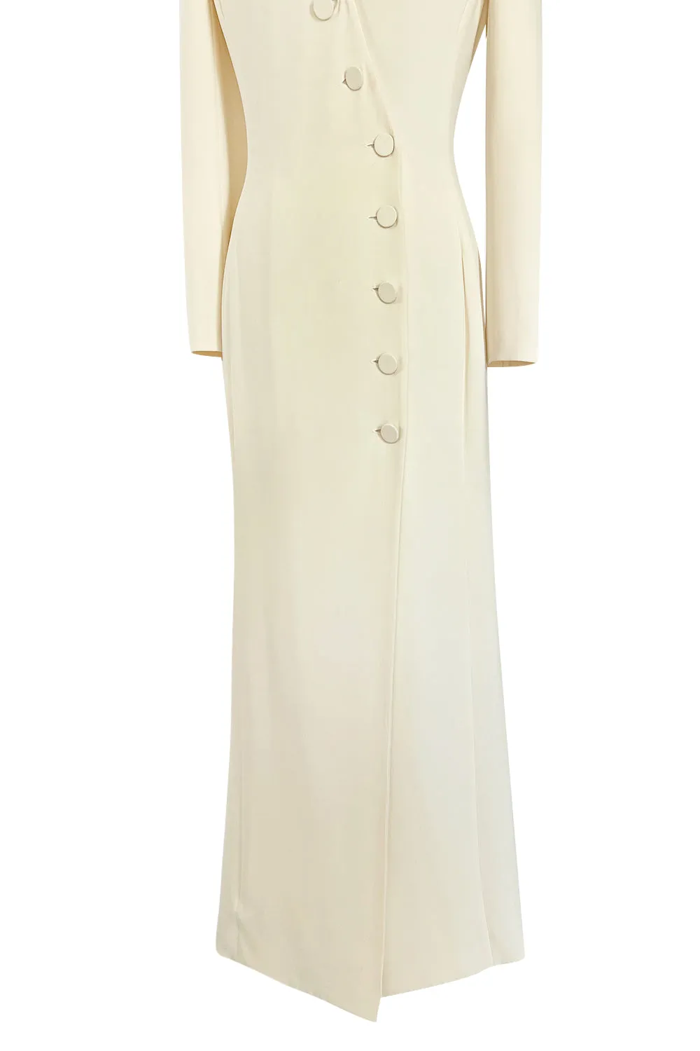 Minimalist Fall 2005 Christian Dior by John Galliano Sleek Ivory Silk Dress w Front Buttons