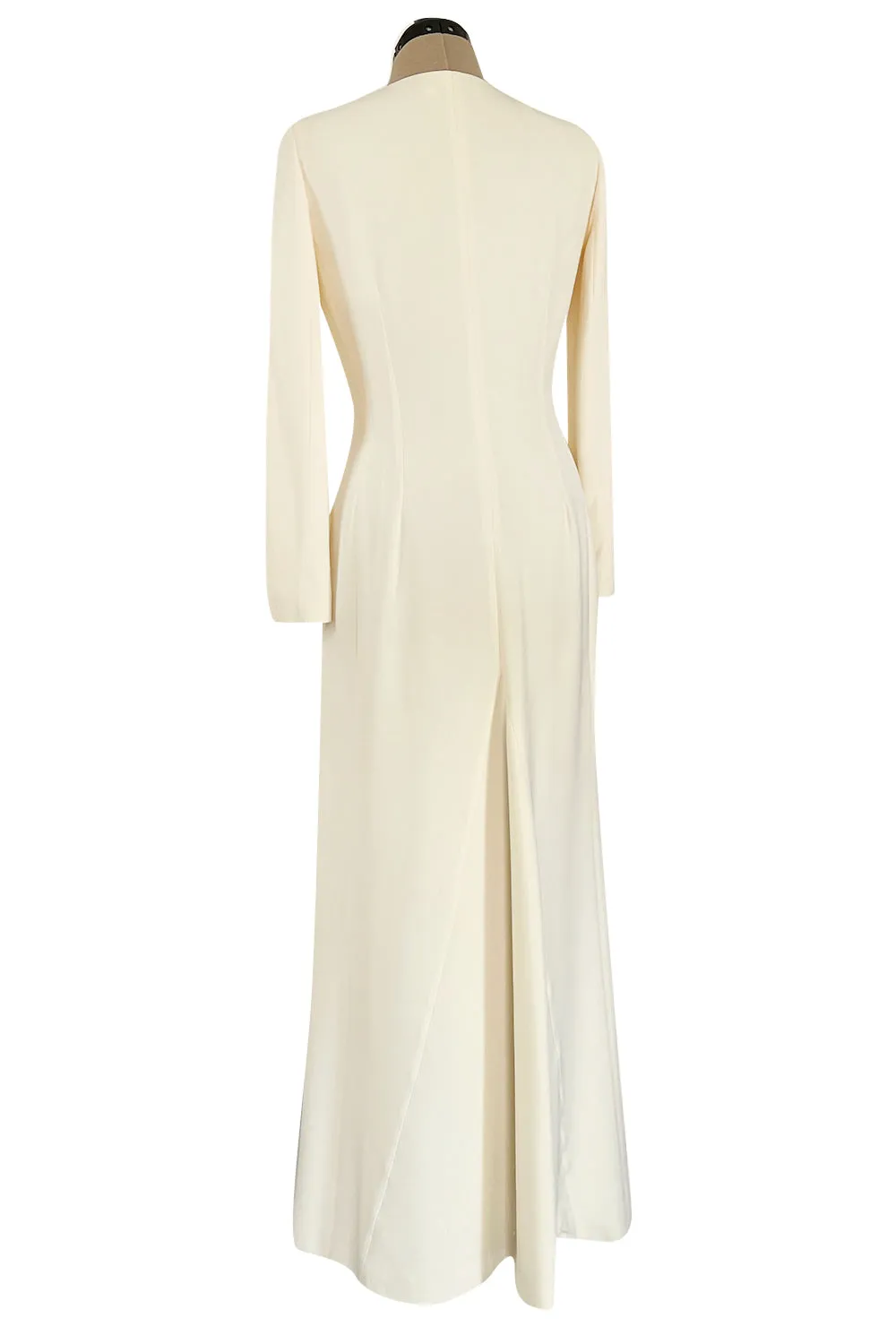 Minimalist Fall 2005 Christian Dior by John Galliano Sleek Ivory Silk Dress w Front Buttons